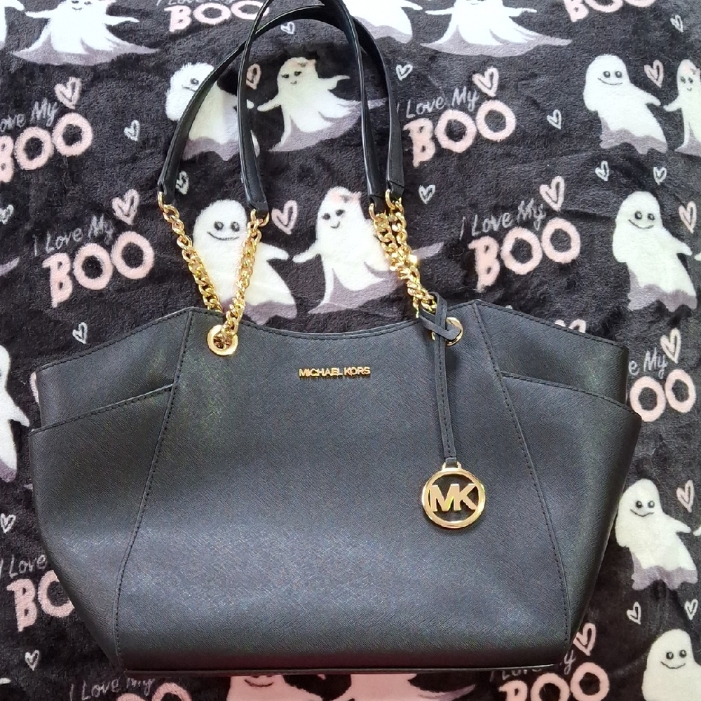 Michael Kors Charcoal Tote with Gold Accents